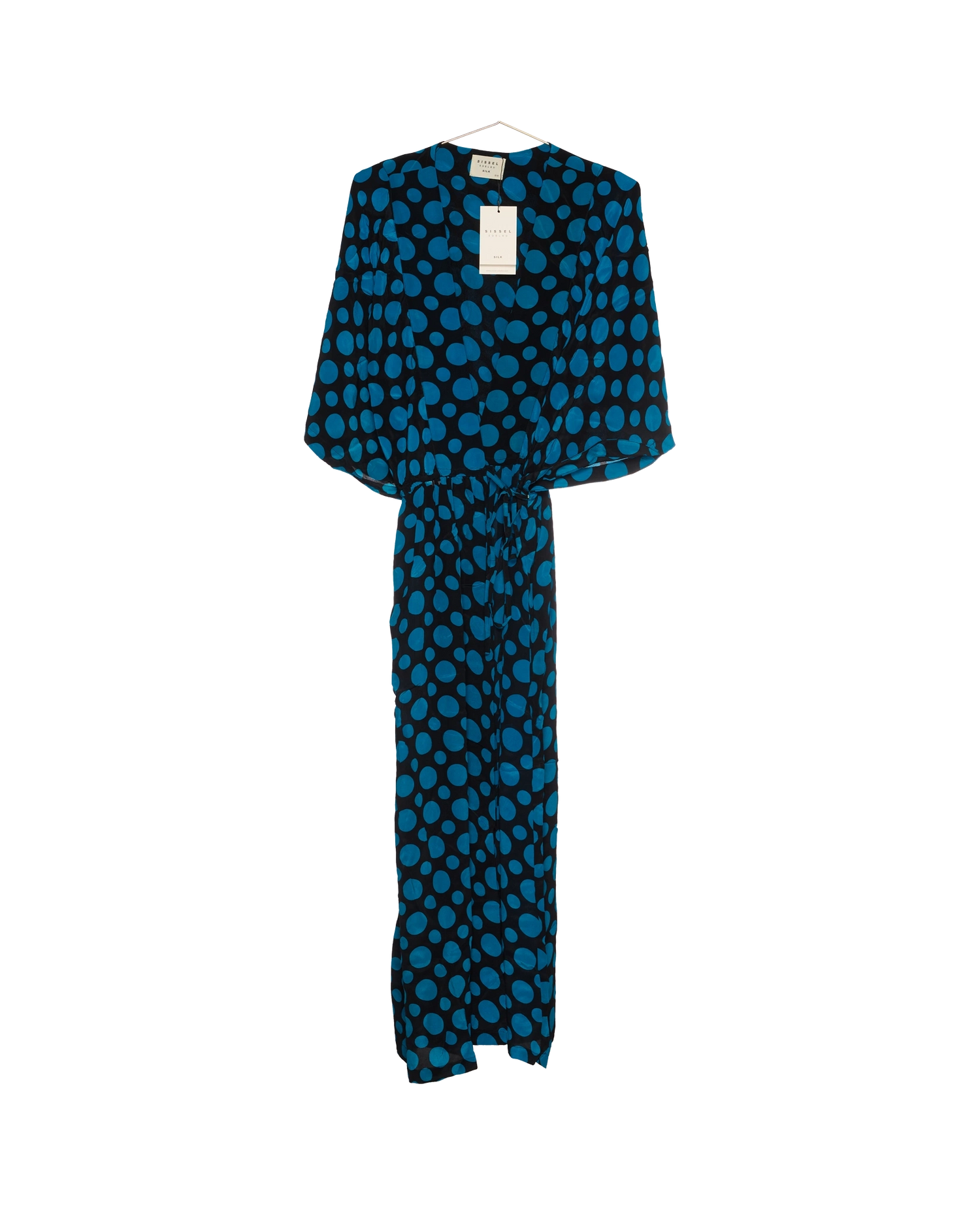 electric blue wrap dress Electric Blue Stretch Satin Long Dress With Wrap-Over Slit And Lace-Up