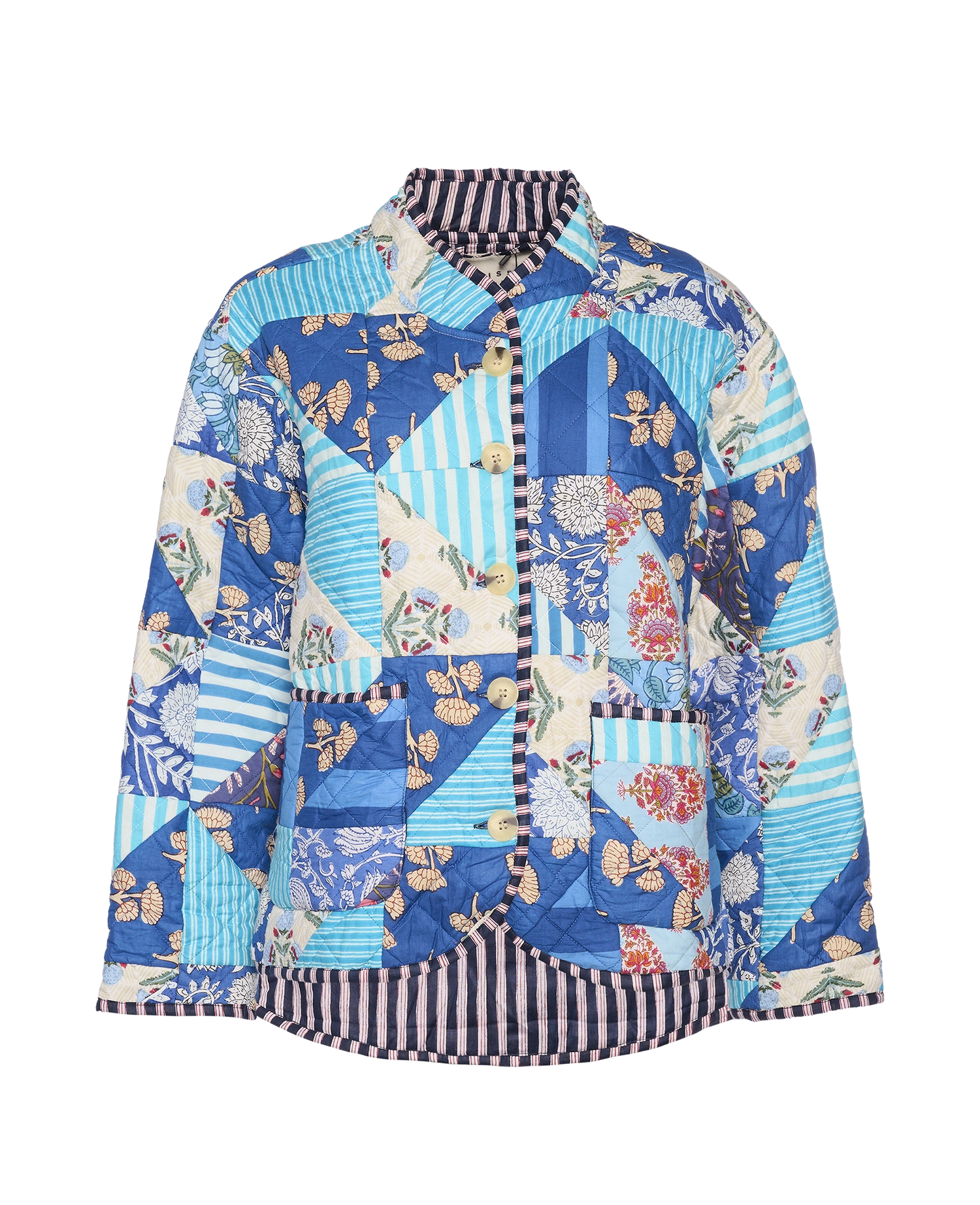 Shaneela Jacket - Blue Patchwork