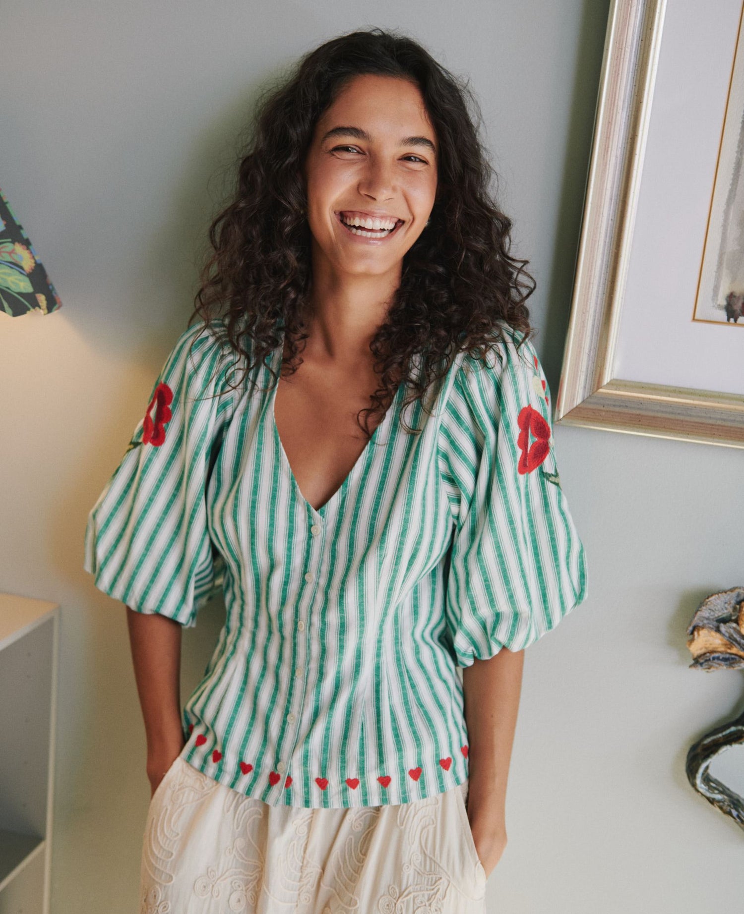 Lotta Shirt - Green Stripes