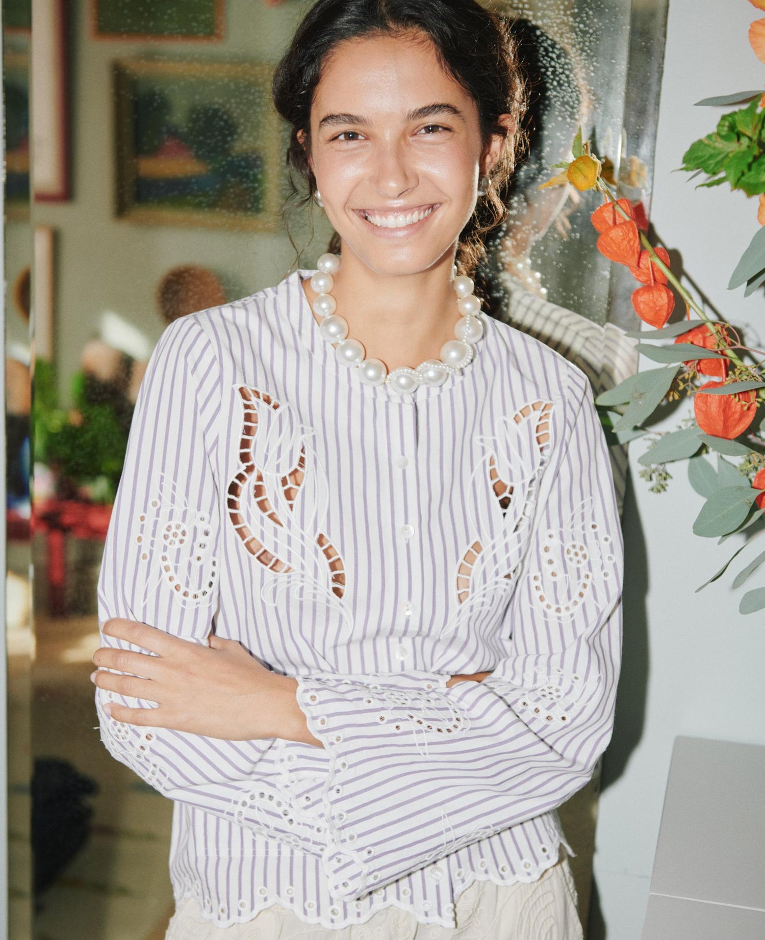 Cecilie Shirt - Purple Stripes