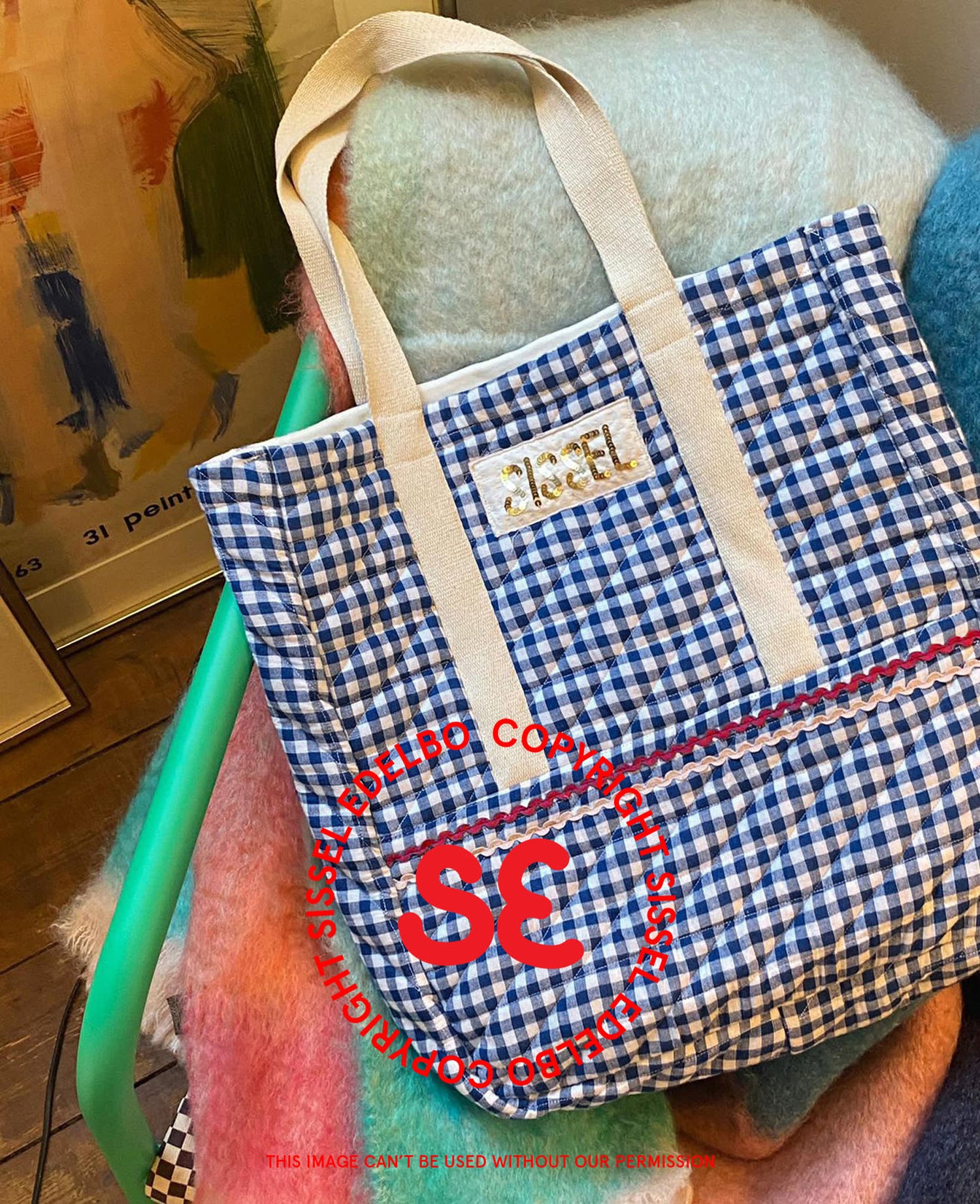 Sissel Tote Bag - Blue Checks