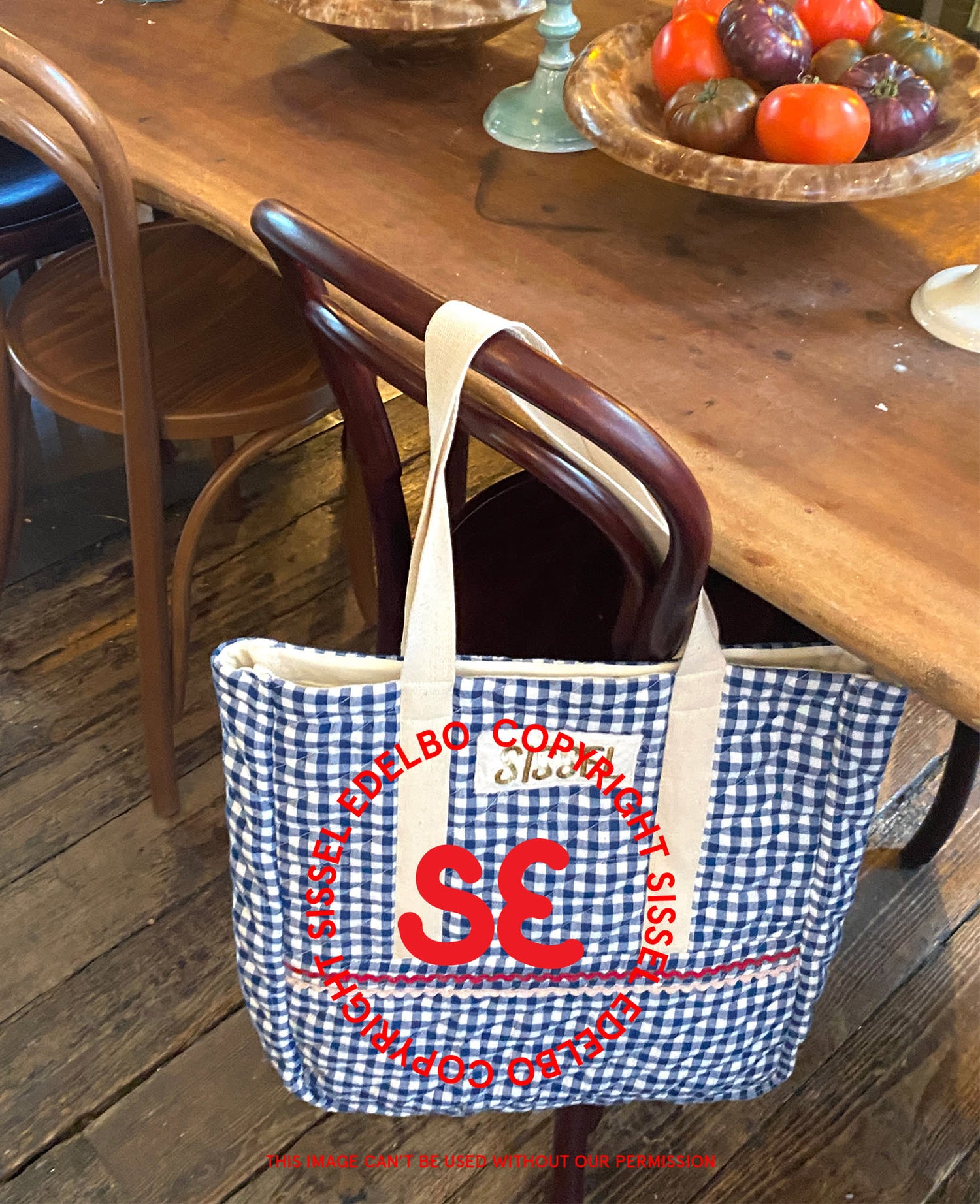 Sissel Tote Bag - Blue Checks