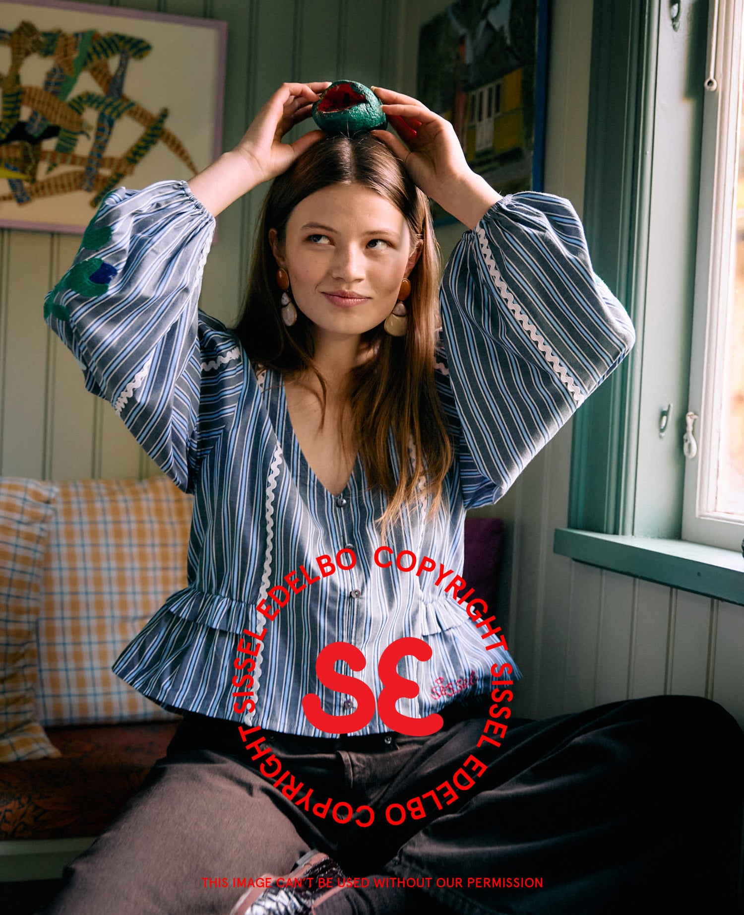 Veda Top - Grey Stripes