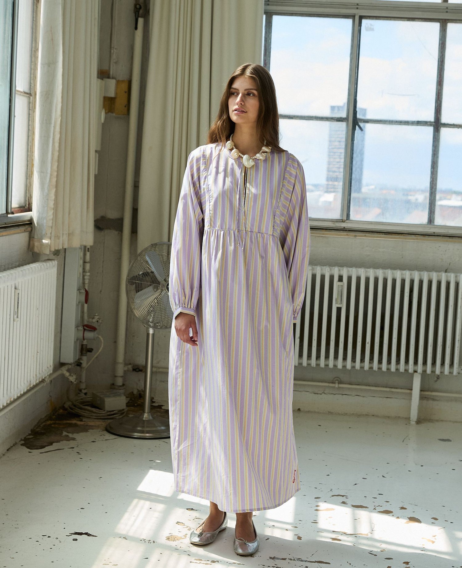 Vera Dress - Lavender Stripes