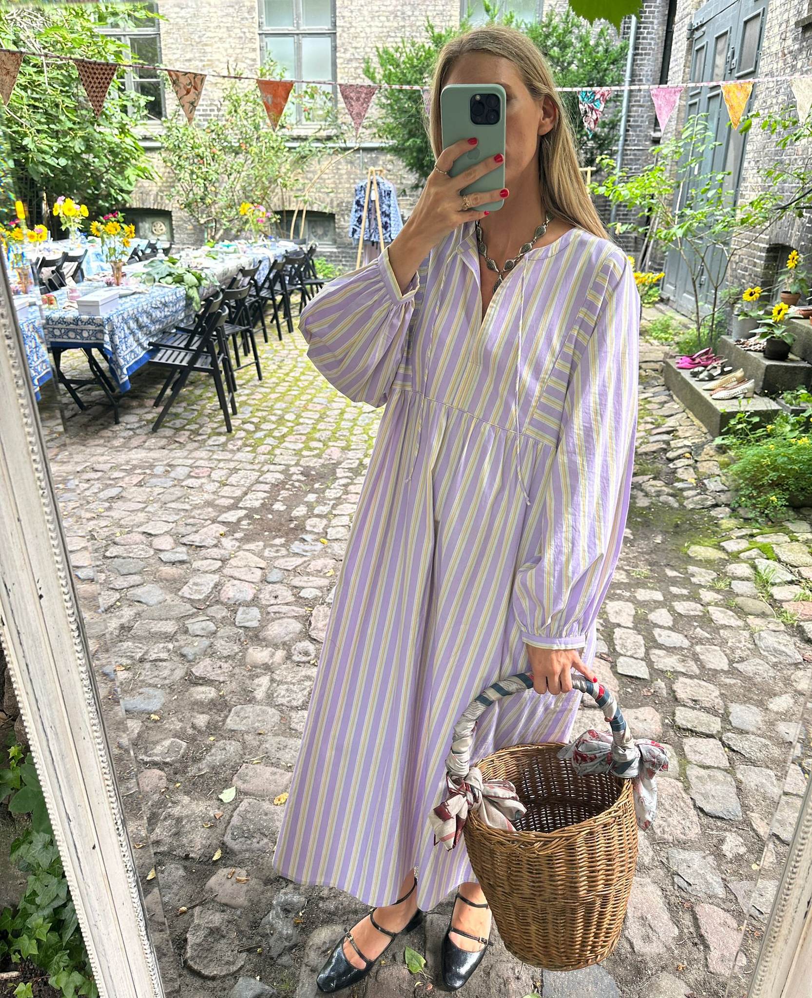 Ella Dress in Lavender Stripe