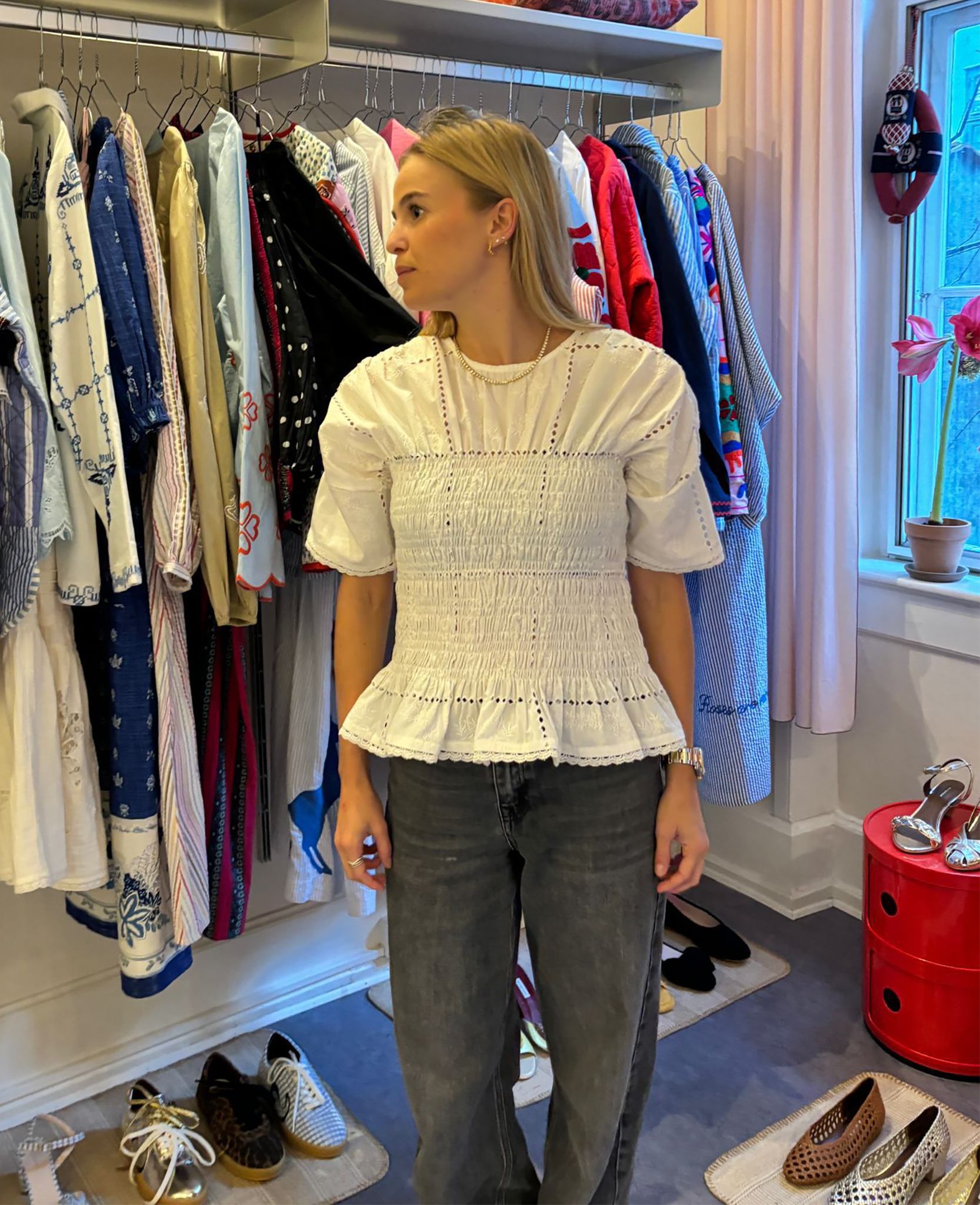 SISSEL EDELBO  パンツ Hilde Pants - White Squares – SISSEL EDELBO