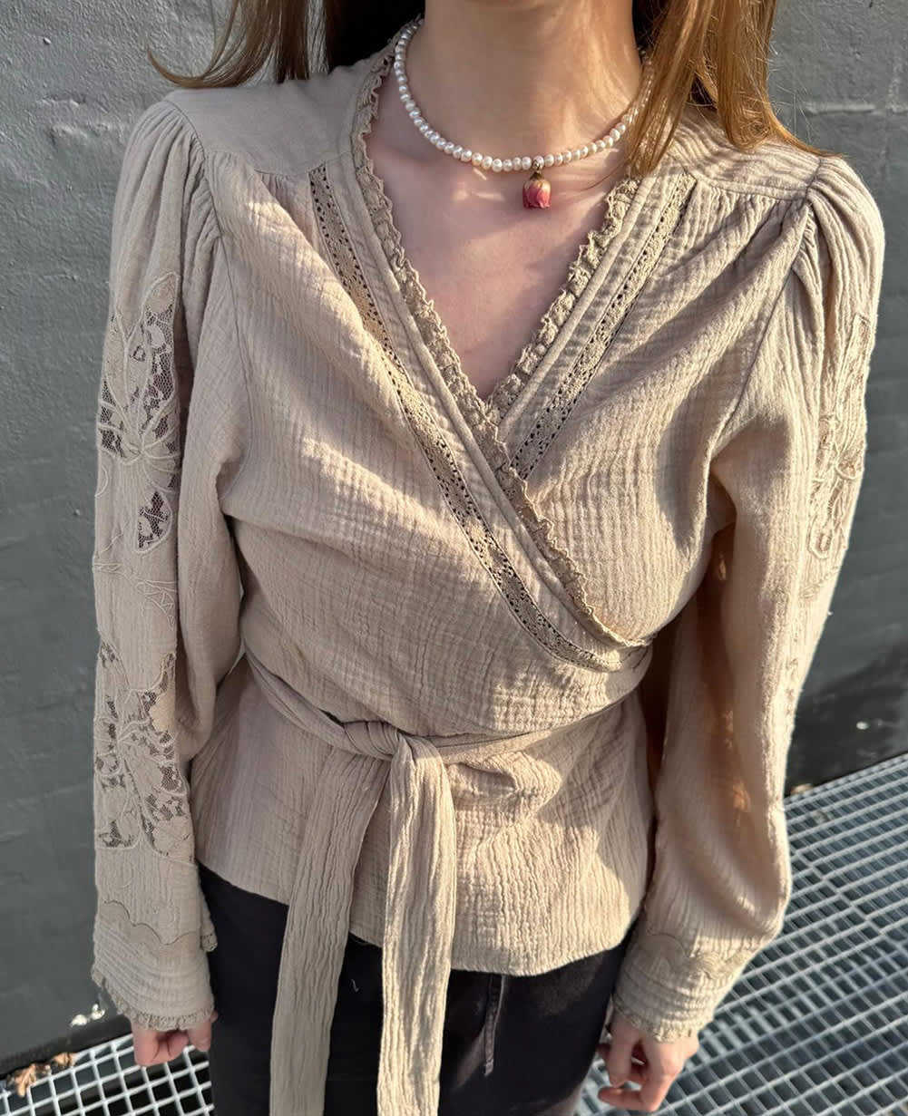 Winfrey Wrap Top - Beige