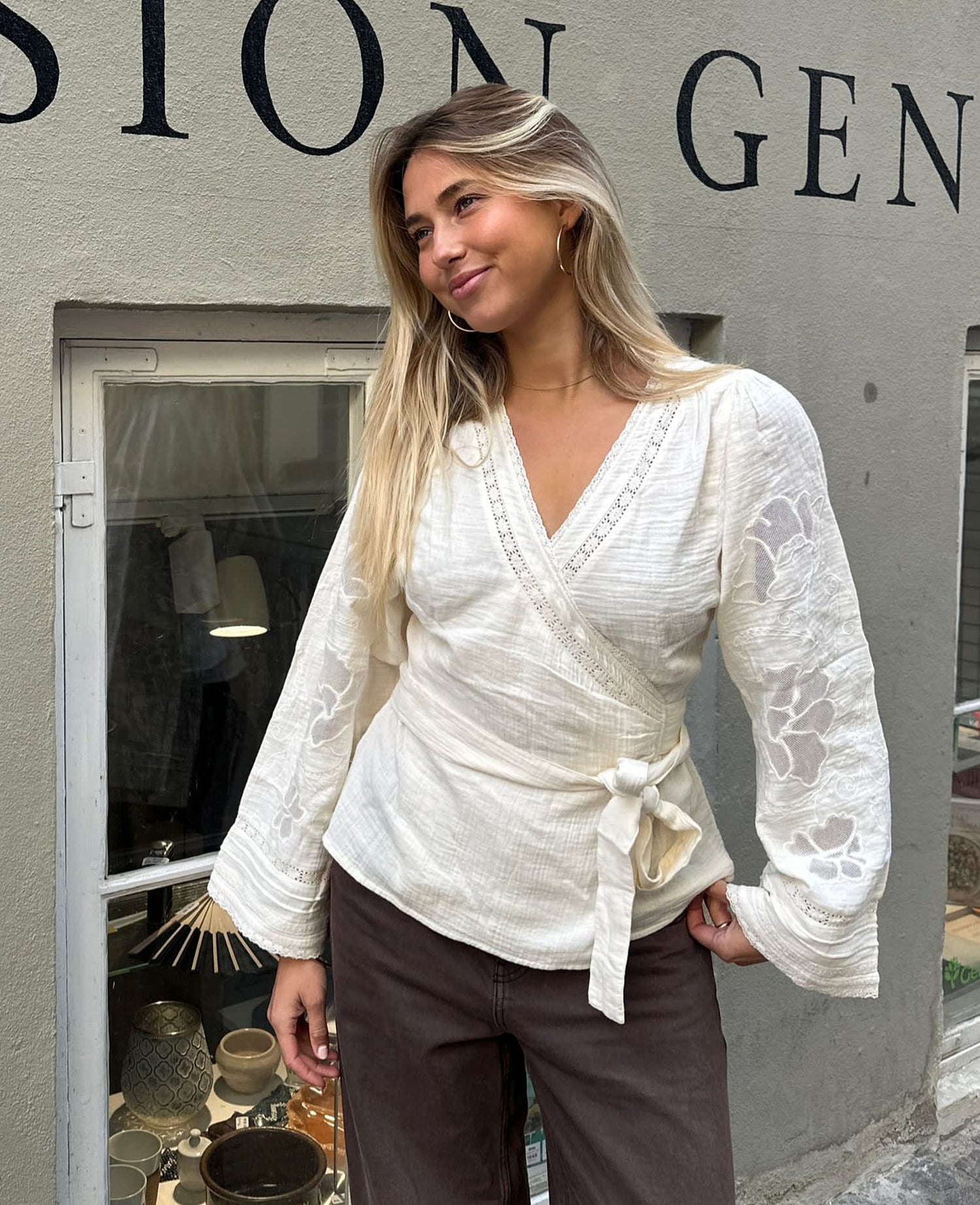 Winfrey Wrap Top - Ecru