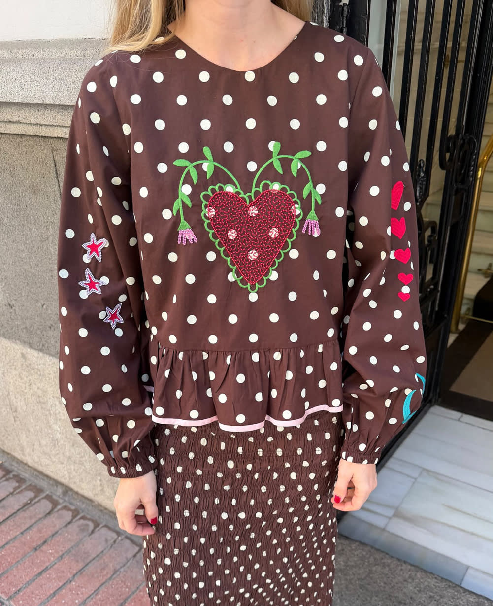 Diana Top - Brown Dot