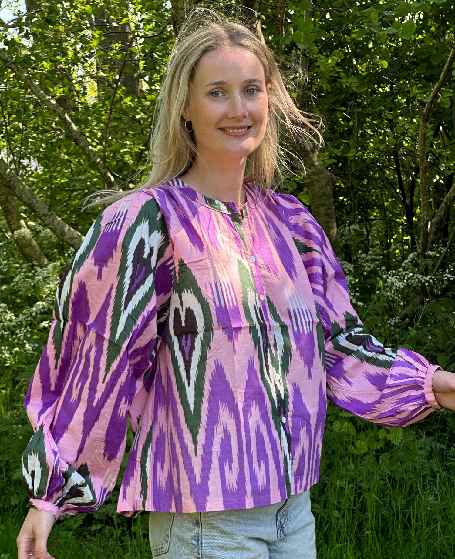 Lara Top - 2nd Quality - Purple Ikat