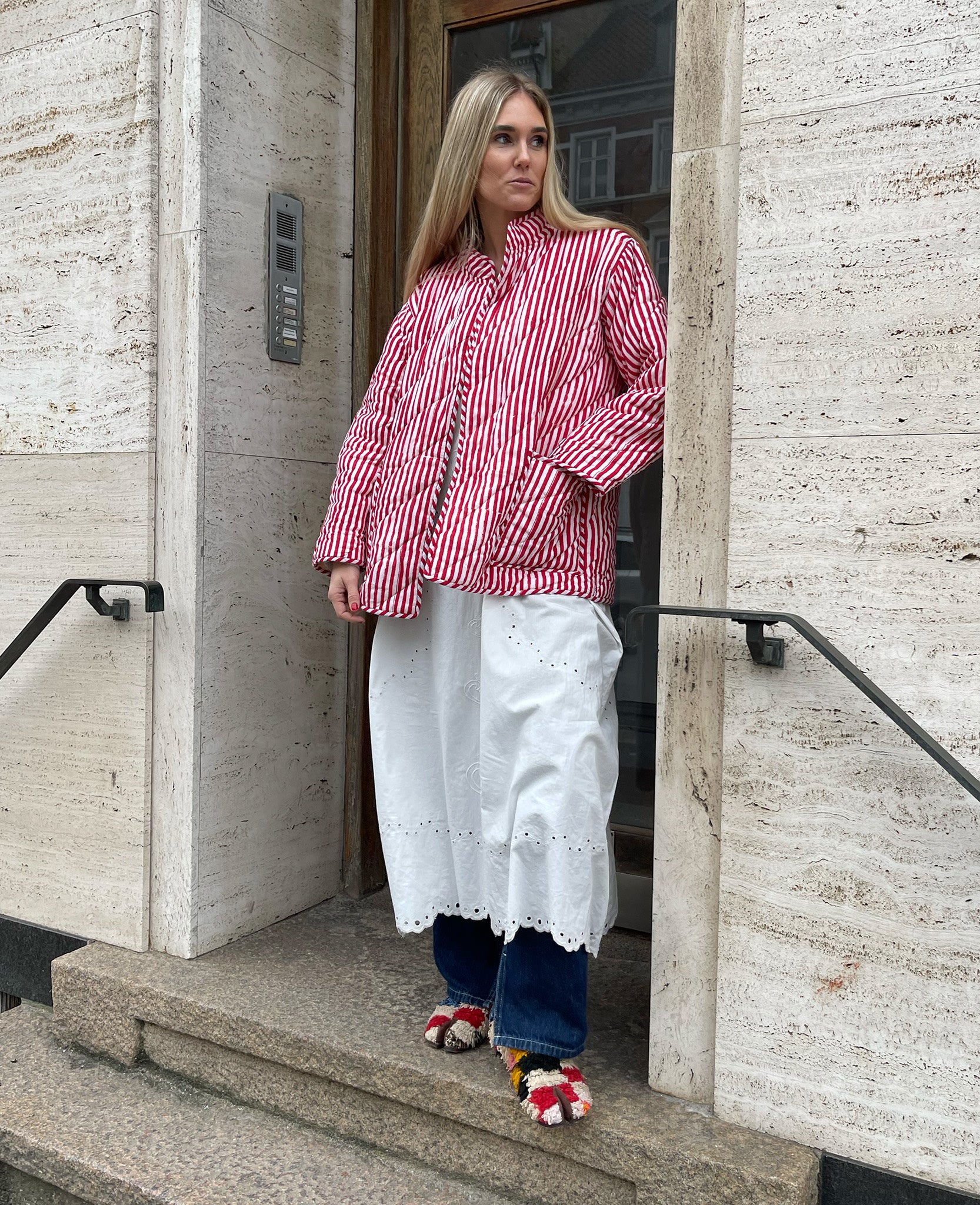Sussie Reversible Jacket - Red & White – SISSEL EDELBO